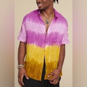 Earthbound Trading Co. Men’s Tie-Dye Button-Up – Size XL #1903